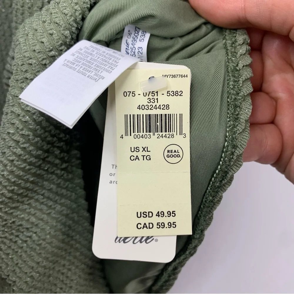 NWT Aerie Crinkle Birthday Scoop Cheekiest One Piece Olive Swimsuit, size M & XL